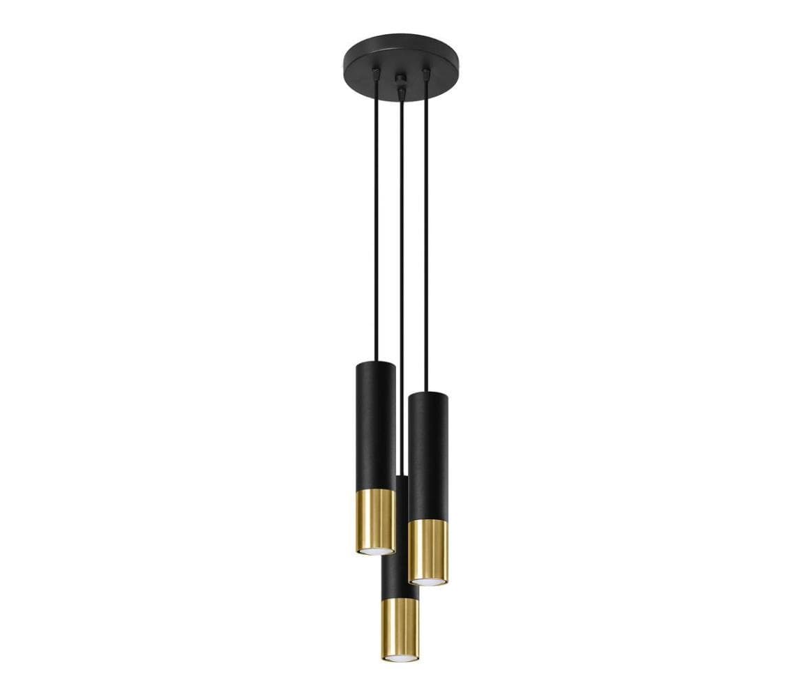 SL.0955 - Luster na lanku LOOPEZ 3xGU10/10W/230V guľatý čierna/zlatá SL.0955