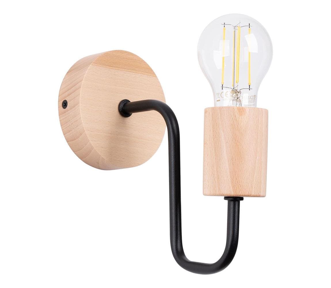 SL.1668 - Nástenná lampa TIMBO 1xE27/15W/230V čierna/béžová/buk SL.1668