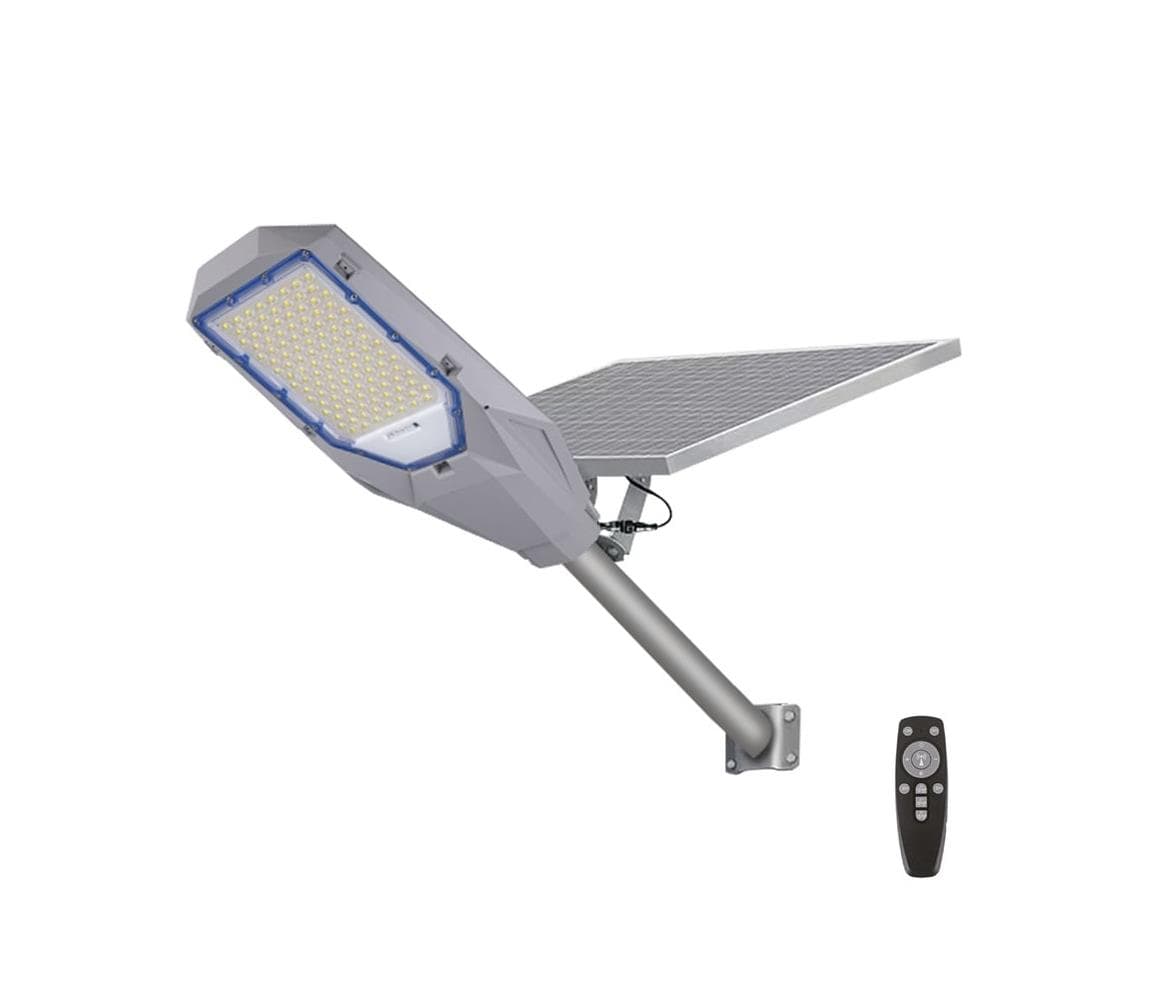 Stmievateľná LED uličná lampa so solárnym panelom LED/200W/20000 mAh 6500K IP65 sivá EKO0548