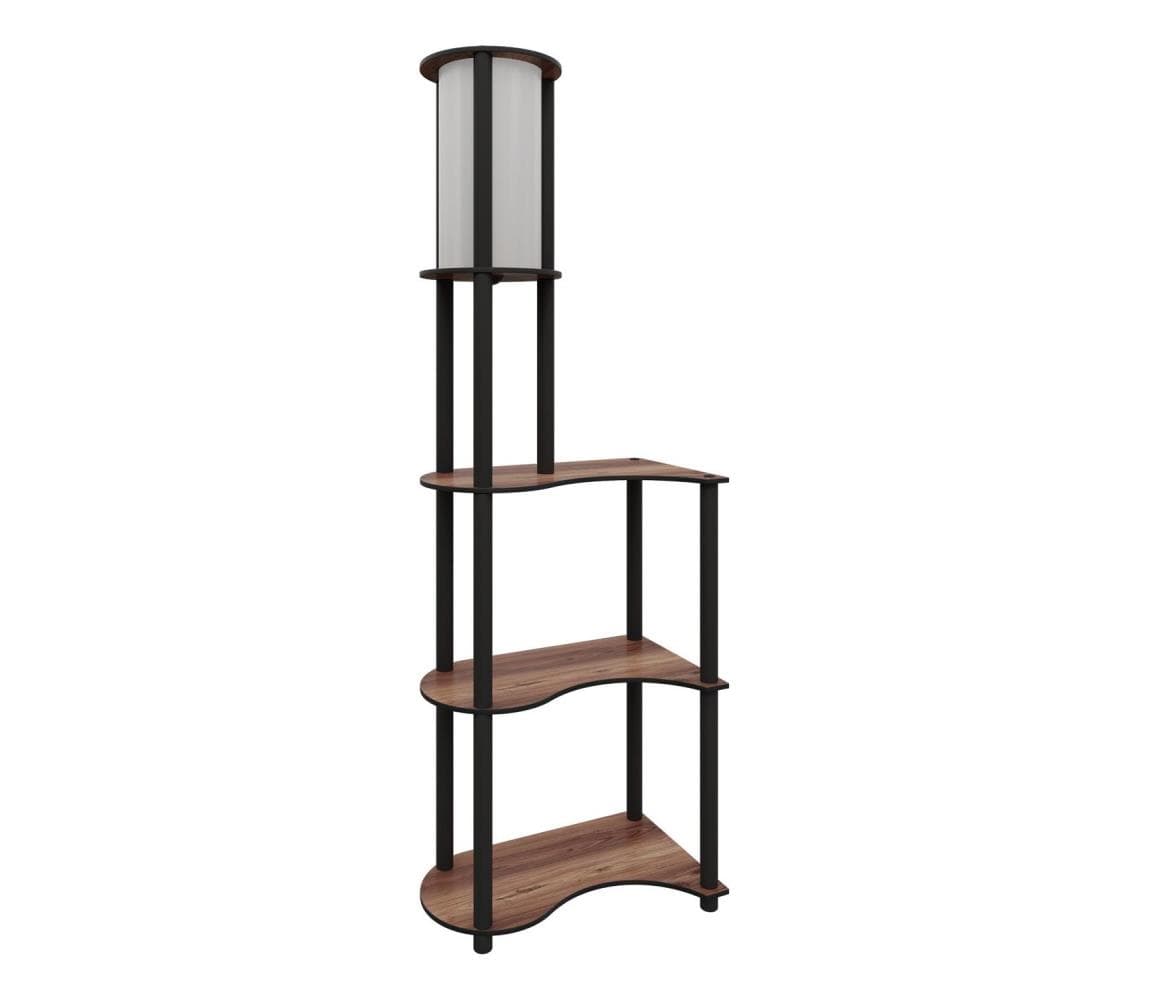 Stojacia lampa s poličkami 1xE27/40W/230V 140 cm čierna/hnedá 666PTR1108