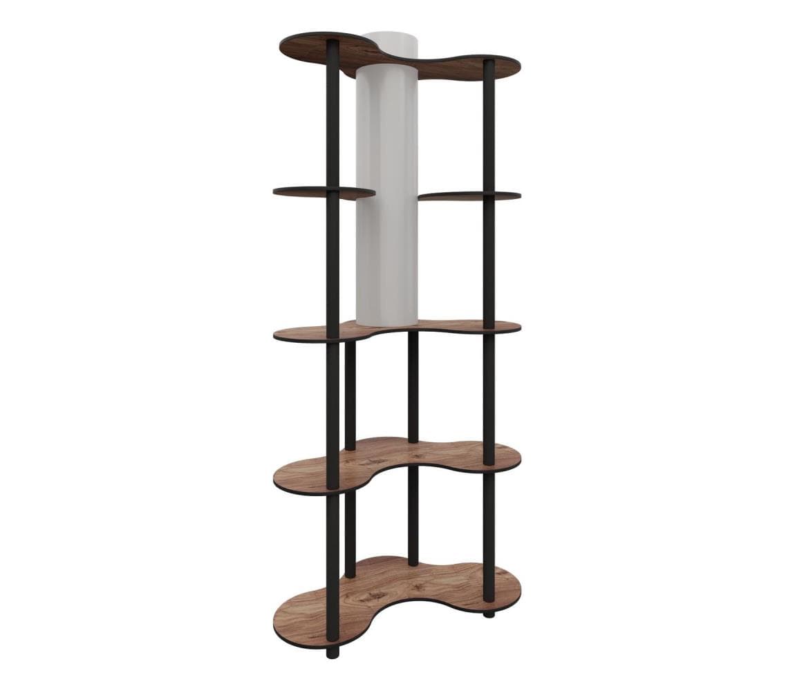 Stojacia lampa s poličkami 1xE27/40W/230V 150 cm čierna/hnedá 666PTR1116