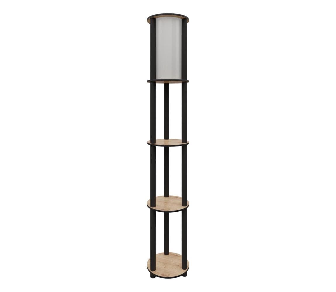 Stojacia lampa s poličkami 1xE27/40W/230V 150 cm čierna/hnedá 666PTR1104