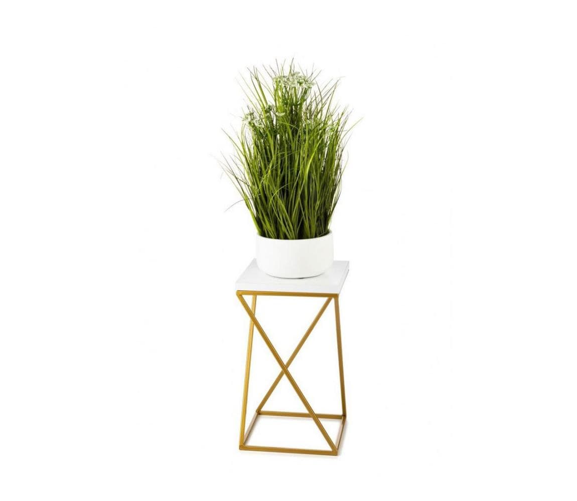 HowHomely Stojan na kvety LOFT 40x24 cm zlatá/biela 10-1631-40-GW-MDF