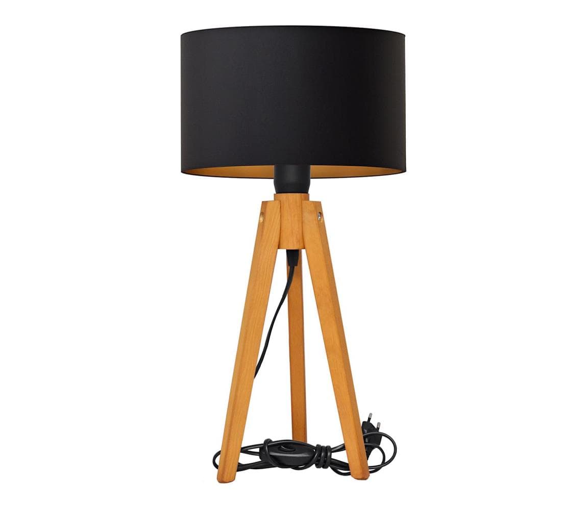 Stolná lampa ALBA 1xE27/15W/230V čierna/zlatá/dub B-D D+BK+2515 BK+GO