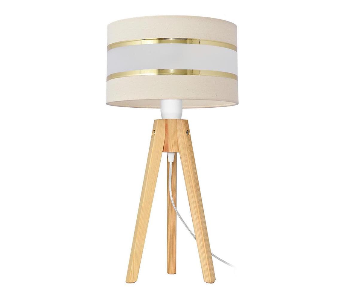 Stolná lampa HELEN 1xE27/15W/230V krémová/zlatá/borovica B-D S+WT+0802 EC+GO+MAT