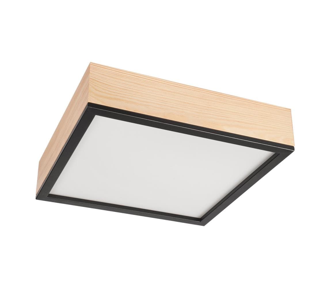 Stropné svietidlo NATURAL SQUARE 4xE27/15W/230V 39x39 cm borovica/čierna LD-PD-9.5/SOSNA/CZARNY