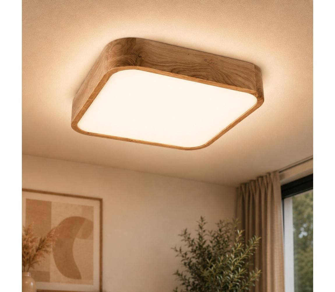 Stropné svietidlo OAK SQUARE 2xE27/15W/230V 35x35 cm dub LD-PD-11.1/DĄB