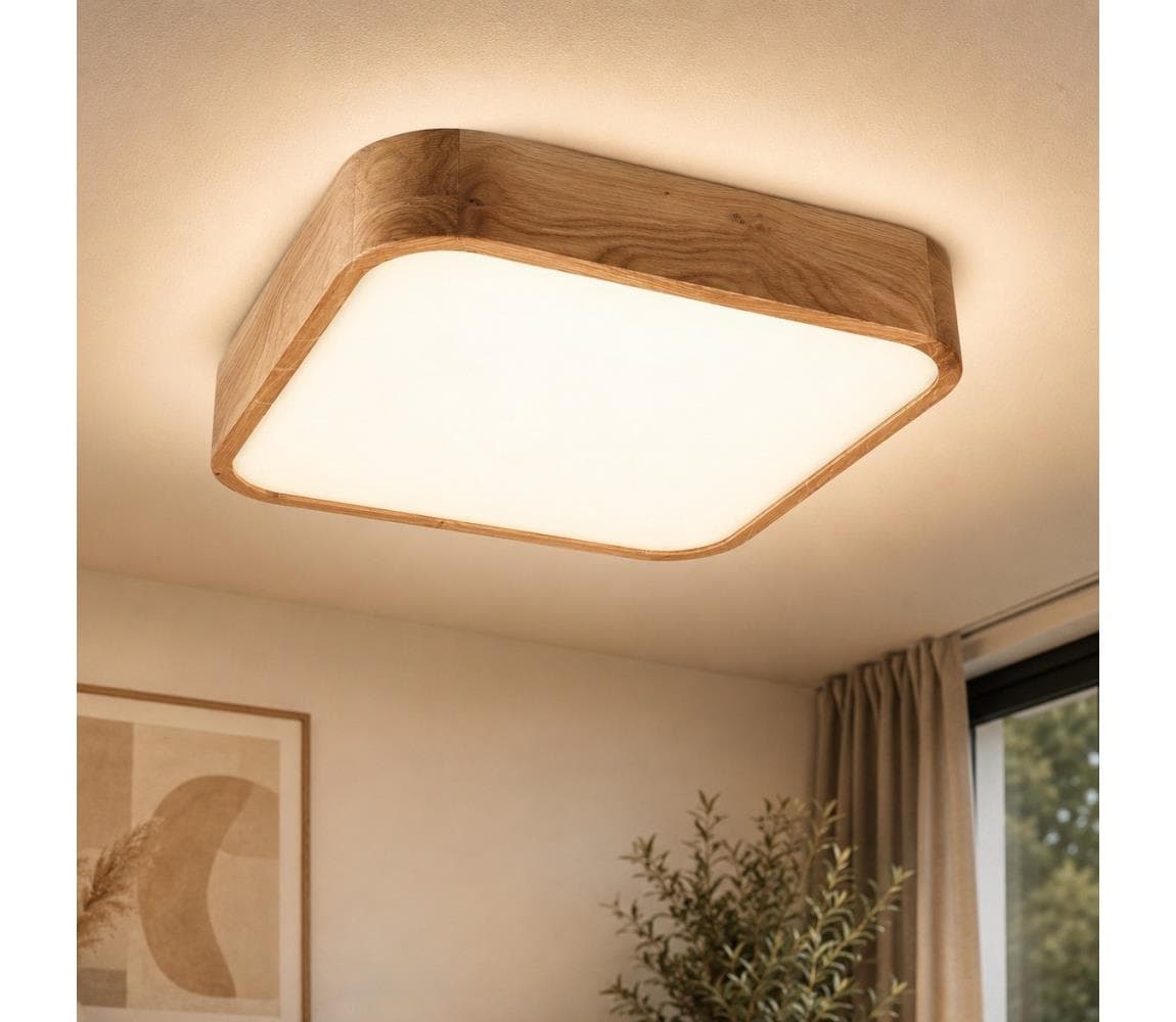 Stropné svietidlo OAK SQUARE 4xE27/15W/230V 45x45 cm dub LD-PD-11.2/DĄB