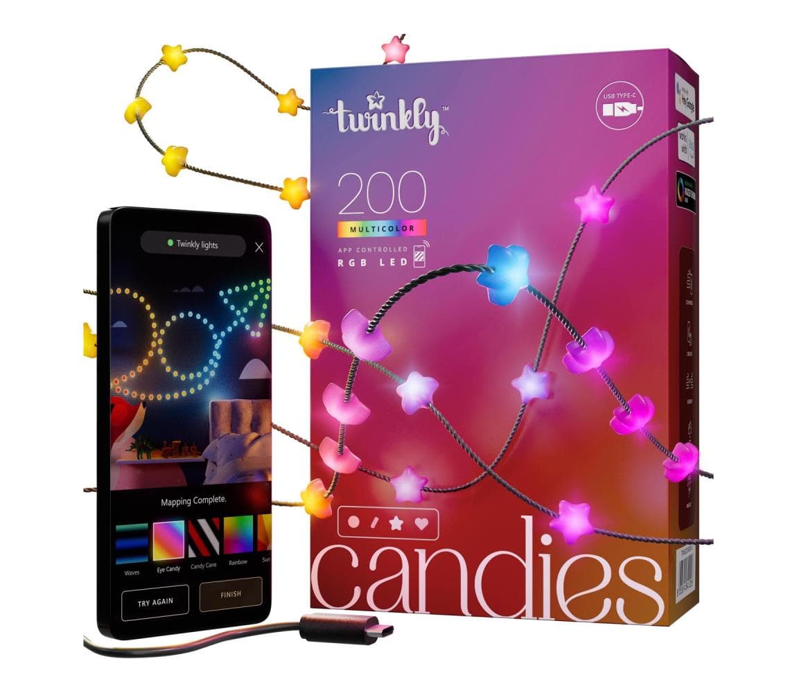 Twinkly TWKS200RGB-G - LED RGB Stmievateľný reťaz 200xLED 14 m USB Wi-Fi TWKS200RGB-G