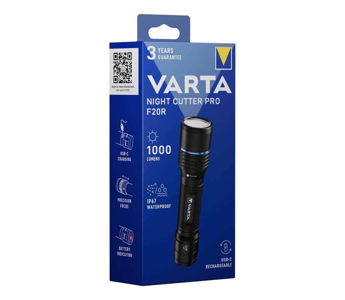 Varta 18920101111 - LED dobíjateľná baterka NIGHT CUTTER PRO F20R LED/USB IP67 18920101111
