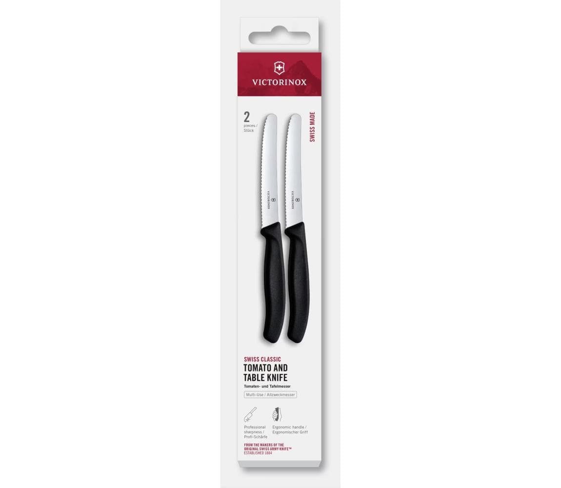 Victorinox - 2-dielna sada kuchynských nožov na zeleninu SWISS CLASSIC, 11 cm, čierna 6.7833.2