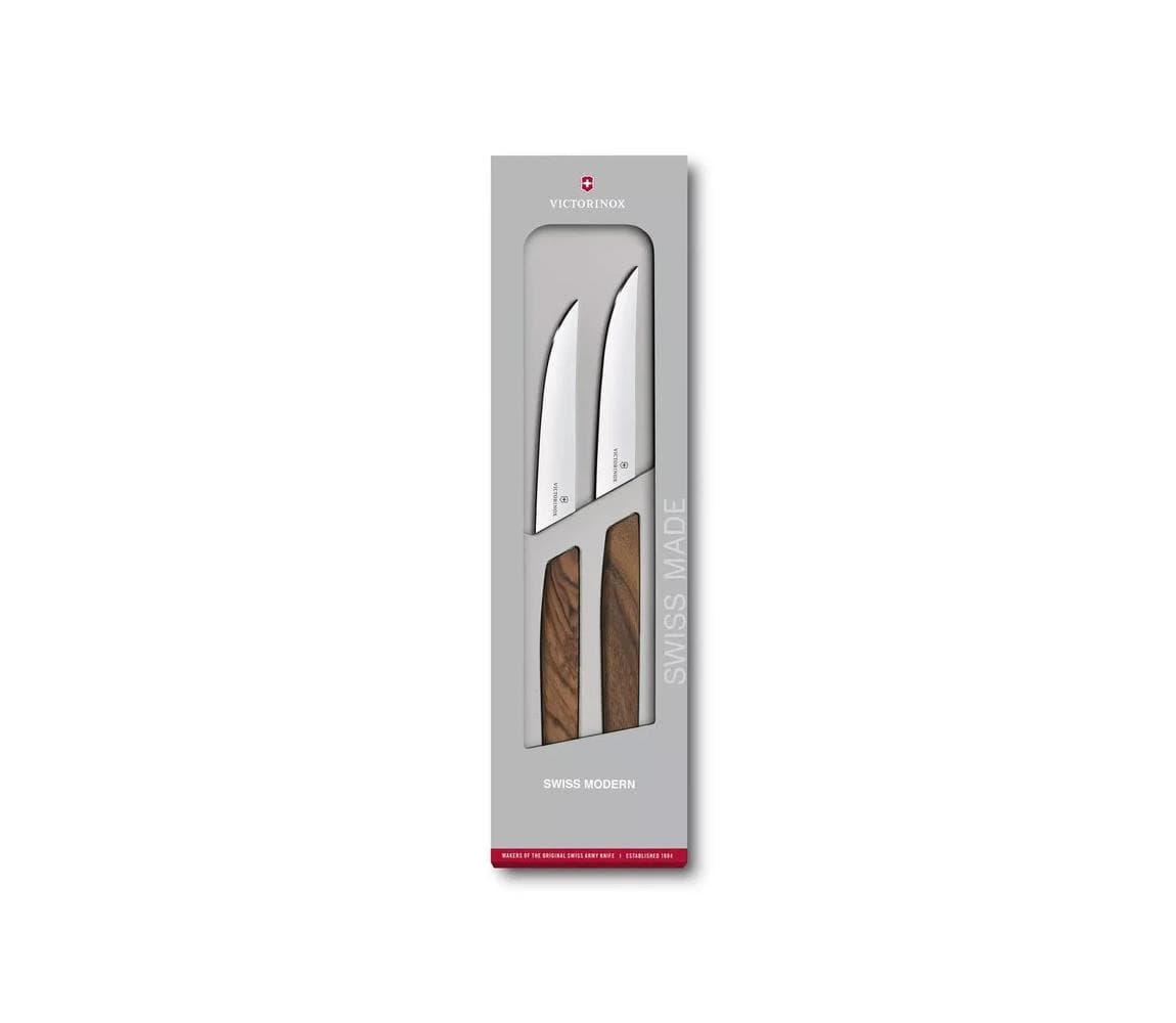 Victorinox - Sada 2 steakových nožov SWISS MODERN, 12 cm, orech 6.9000.12G