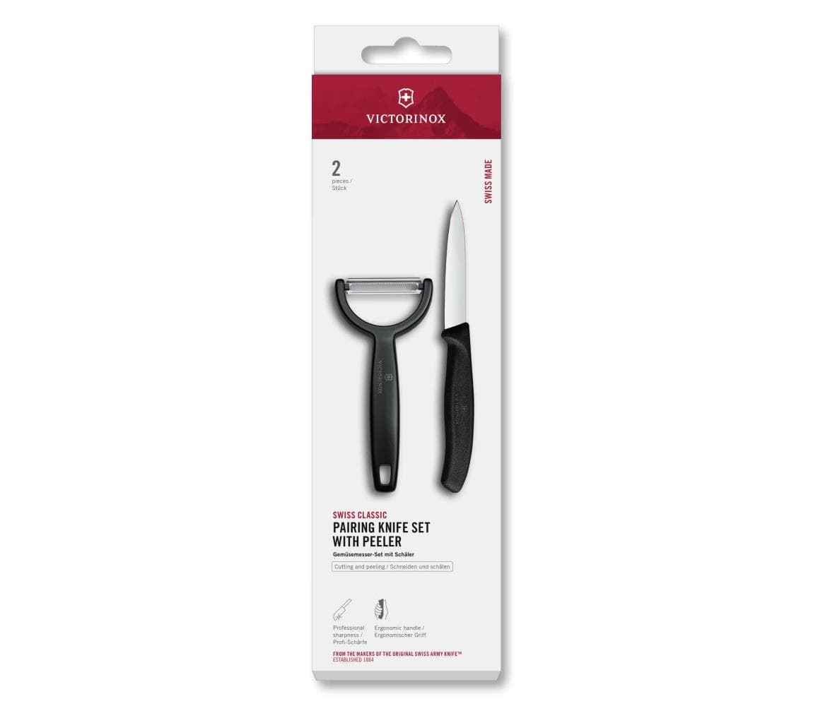 Victorinox - Sada kuchynského noža so škrabkou SWISS CLASSIC čierna 6.7113.22