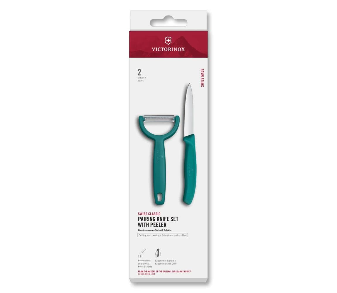 Victorinox - Sada kuchynského noža so škrabkou SWISS CLASSIC, tyrkysová 6.7114.22C1