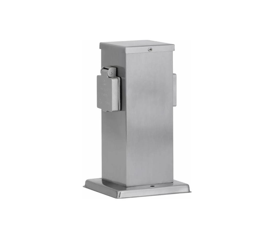 Vonkajší zásuvkový stĺpik 2Z SCHUKO 230V matný chróm IP44 50790000001015
