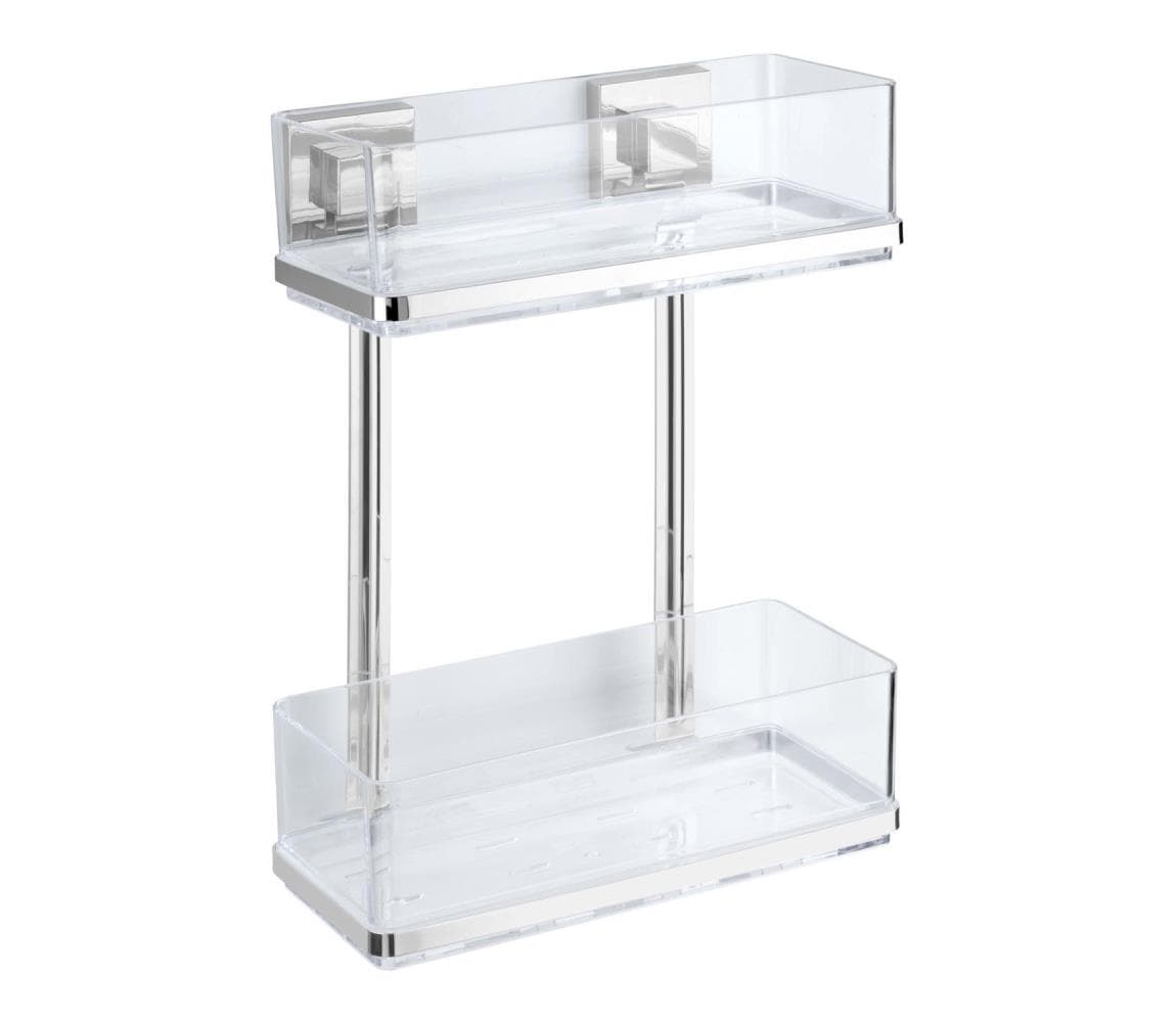 WENKO 22691100-Polica VACUUM-LOC QUADRO ED 25,5x32,5 cm strieborná/lesklý chróm/priehľadná 22691100