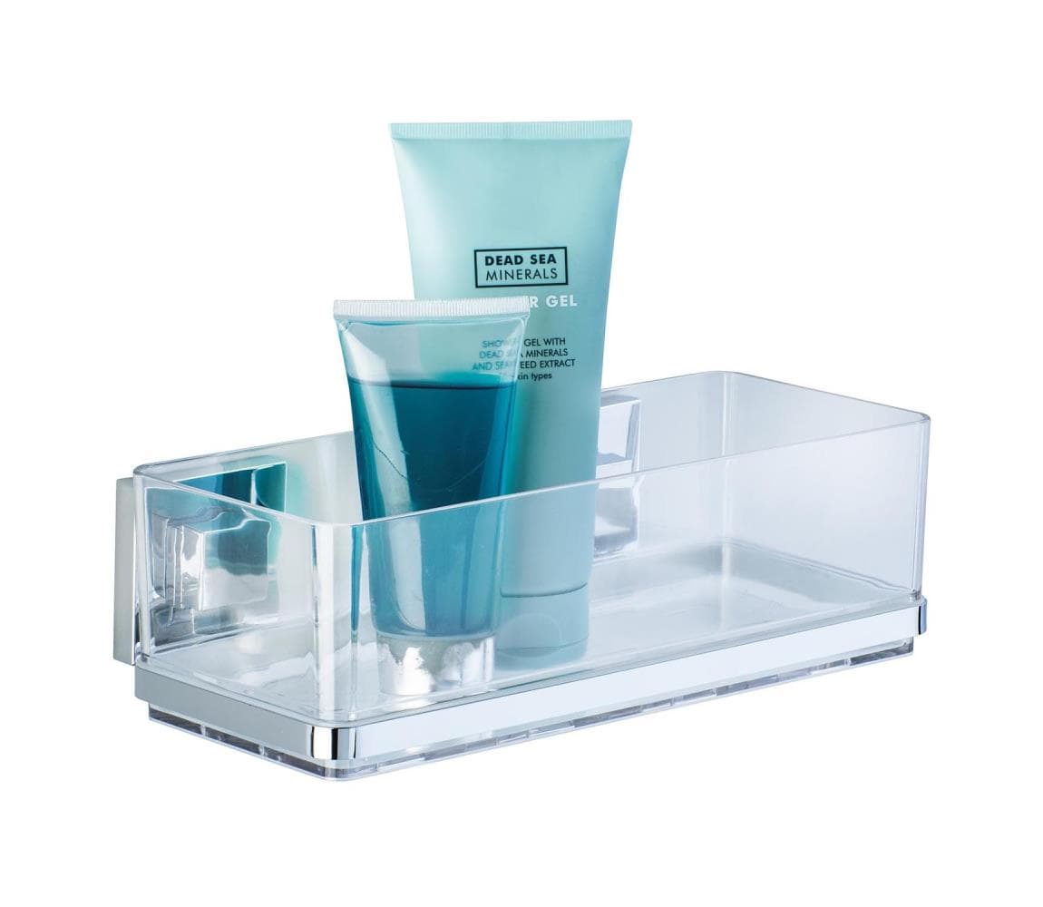 WENKO 22692100-Polička VACUUM-LOC QUADRO ED 25,5x14 cm strieborná/priehľadná 22692100