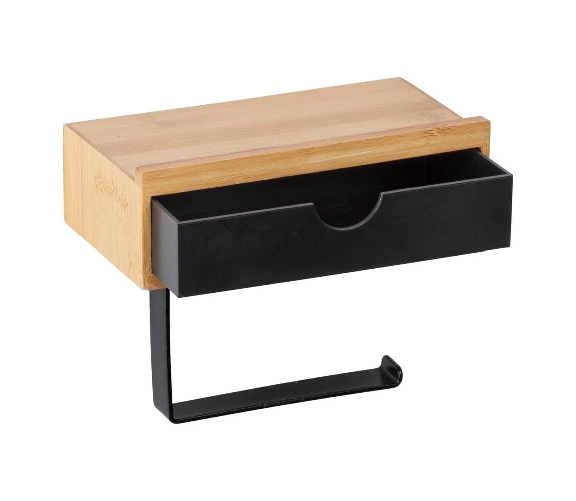 WENKO 24754100 - Držiak toaletného papiera BAMBUSA 18,5x14 cm hnedá/čierna 24754100