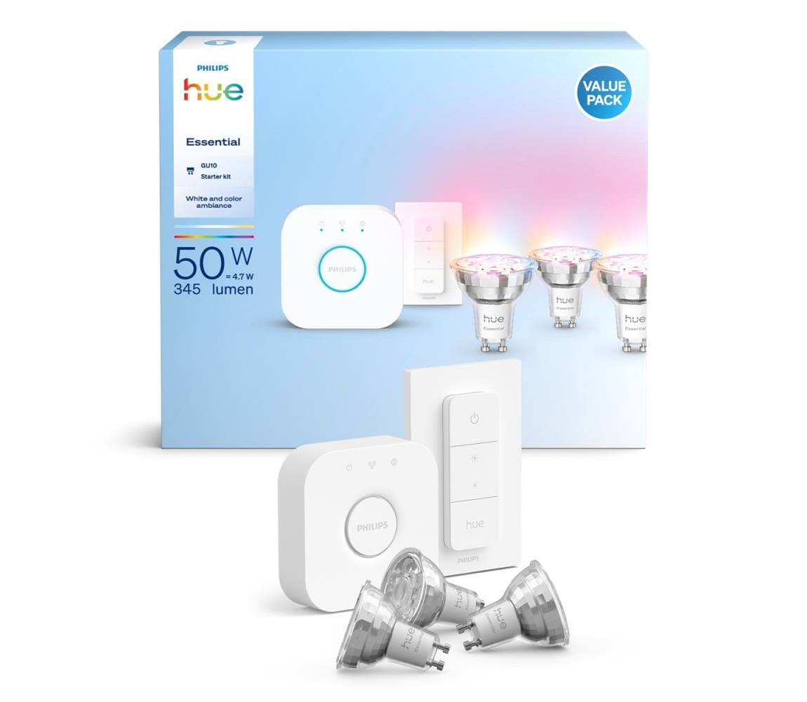 Základná sada Philips Hue WACA 3xGU10/4,7W 2200-6500K + Hue Bridge 8721103103758