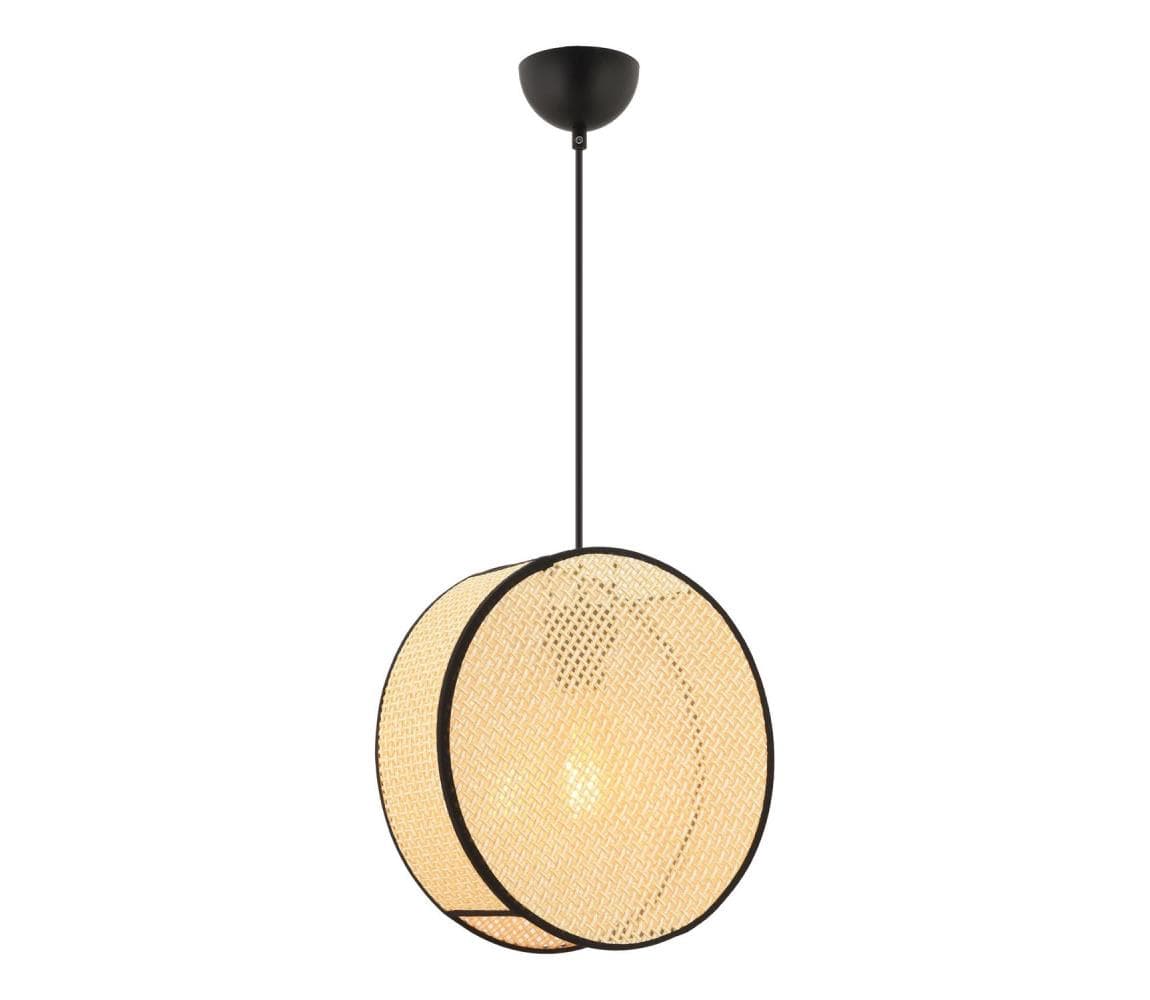 Závesné svietidlo BIG DRUM s lankom 1xE27/60W/230V, béžová/čierna 390FLH2523