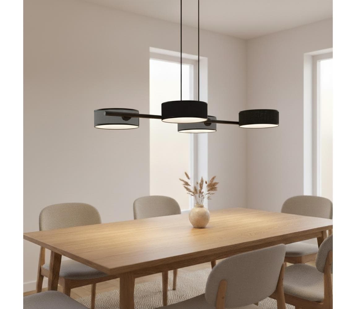 EMIBIG Závesné svietidlo na lanku DRUMZ 4xE14/10W/230V čierna/šedá 1567/4