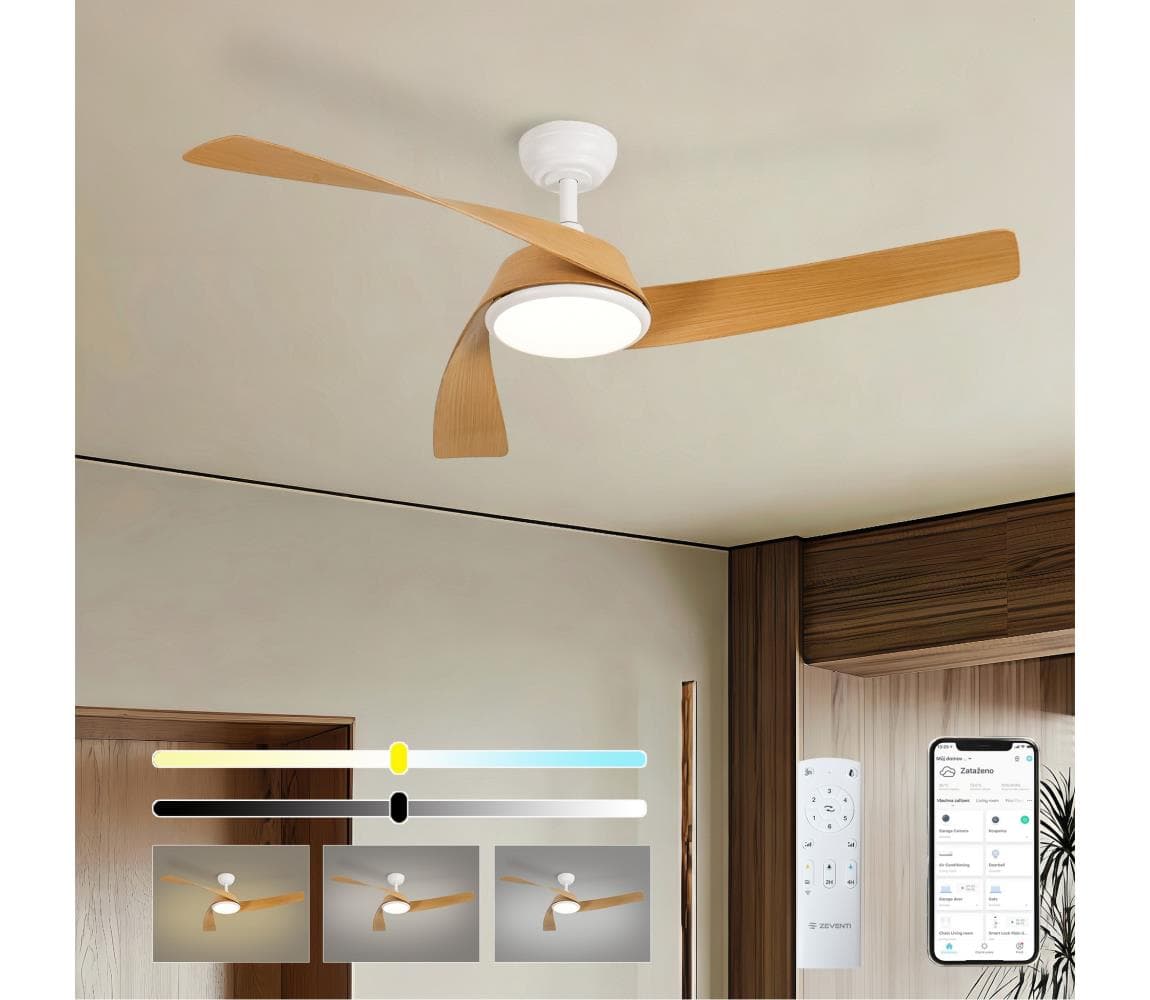 ZE - LED stropný látor AERYS LED/24W/230V Wi-Fi Tuya biela/dub + diaľkové ovládanie ZEV043