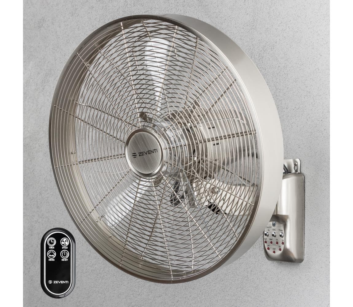 ZE - Nástenný látor FREEZE 50W/230V pr. 40 cm chróm + diaľkové ovládanie 98723