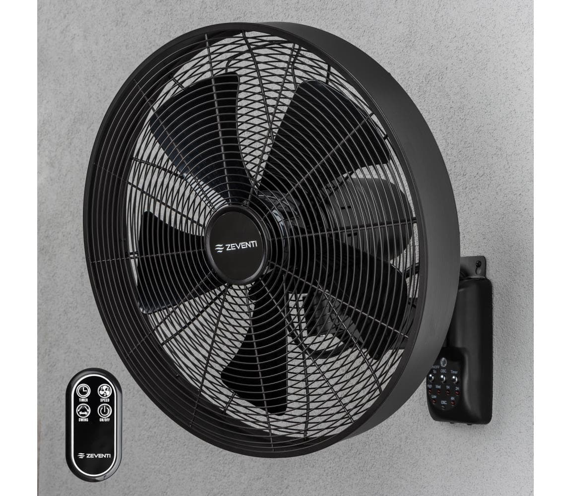 ZE - Nástenný látor FREEZE 50W/230V pr. 40 cm čierna + diaľkové ovládanie 98716