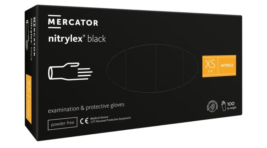 NITRYLEX BLACK - Nitrilové rukavice (bez púdru) čierne, 100 ks, M