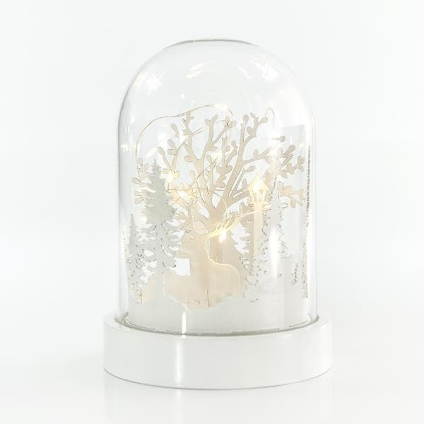Eurolamp Osvetlená kupola, s jeleňami a stromami, 10 LED, 12,5 x 18,5 cm, 1 ks