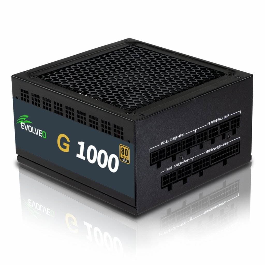 EVOLVEO G1000, zdroj 1000W, 80+ GOLD, ATX 3.1, aPFC, 140 mm ventilátor, plne modulárny, záruka 3 roky, čierny