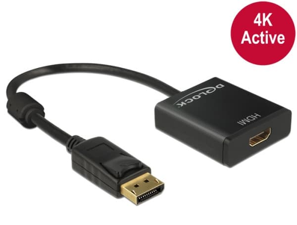 Delock Adaptér Displayport 1.2 samec > HDMI samica 4K aktívny čierny