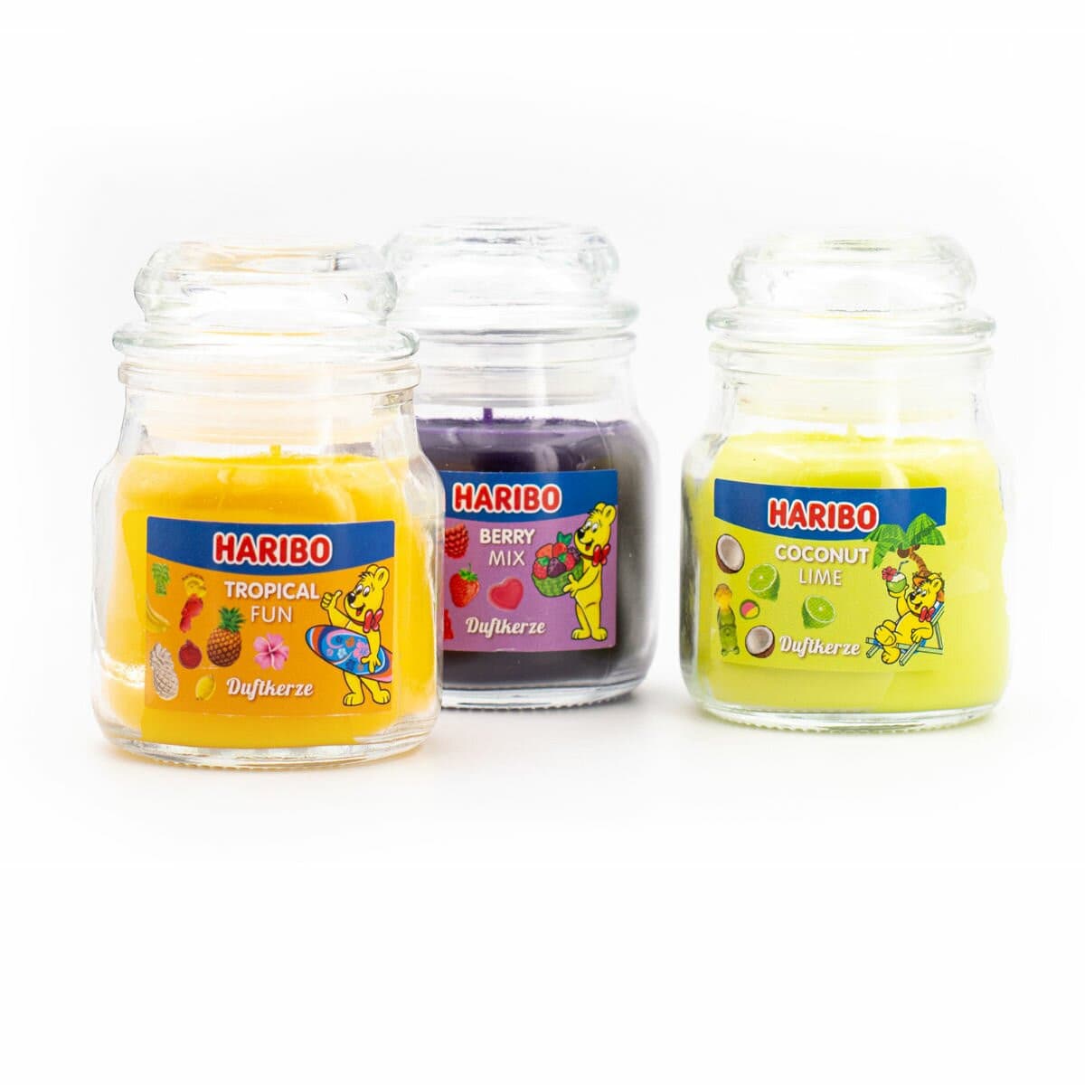 pošk.obal - Haribo Sada sviečok Berry Mix/Coconut Lime/Tropical Fun 3 x 85 g