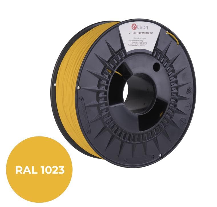 C-TECH tlačová struna PREMIUM LINE ( filament ) , ABS, dopravná žltá, RAL1023, 1,75mm, 1kg