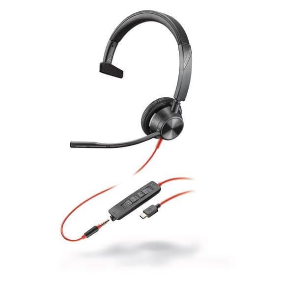 Poly Blackwire 3315 MS Teams náhlavná súprava, 3.5 mm jack + USB-C/A adaptér, mono