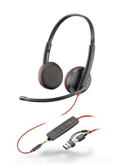 Poly Blackwire 3225 náhlavná súprava, 3.5 mm jack + USB-C/A adaptér, stereo
