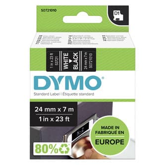 Dymo originál páska do tlačiarne štítkov, Dymo, 53721, S0721010, biely tisk/černý podklad, 7m, 24mm, D1