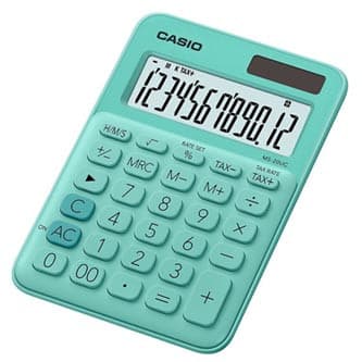 Casio Kalkulačka MS 20 UC GN, tyrkysová, dvanásťmiestna, duálne napájanie, DOPRADE