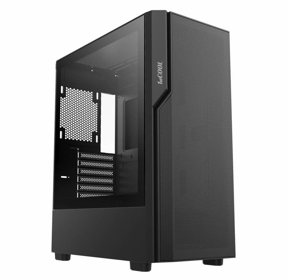 1stCOOL skriňa GAMER 5, Mid tower, AU, USB 3.0, USB-C, bez zdroja, čierna