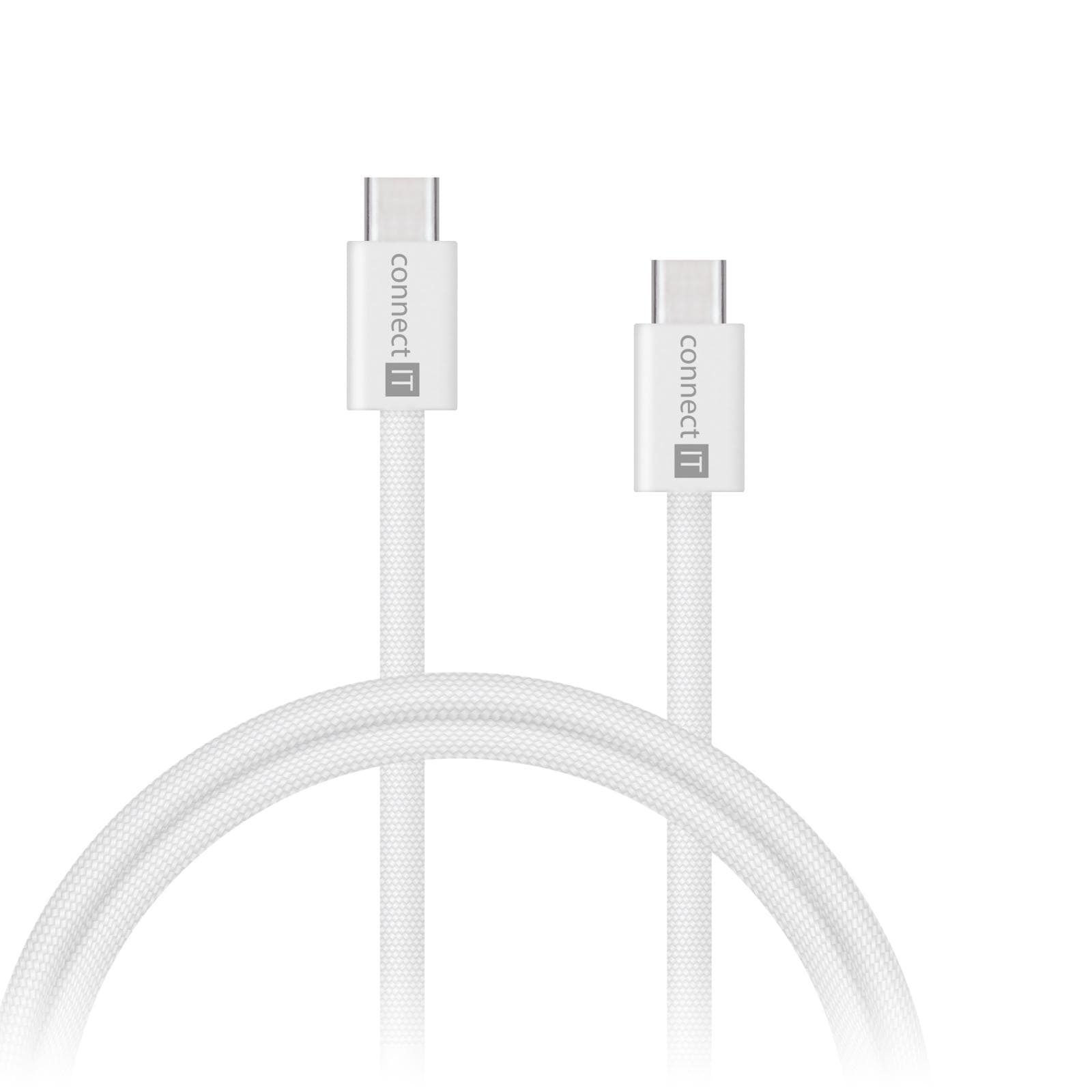 CONNECT IT Wirez kábel USB-C -> USB-C, 60 W, 1 m, BIELA