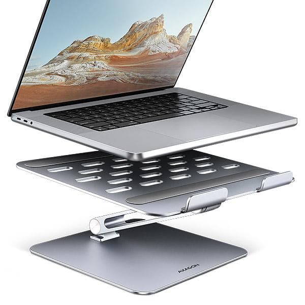 AXAGON STND-LQ hliníkový HQ stojan na notebook 10"-17.3" nastaviteľná výška a uhol, šedý