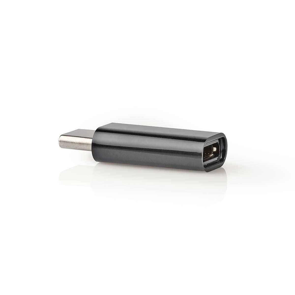 Nedis CCGB60910BK - USB-C Adaptér| USB 2.0 | USB-C™ Zástrčka | USB Micro-B Zásuvka | 480 Mbps | Okrúhly | Poniklované