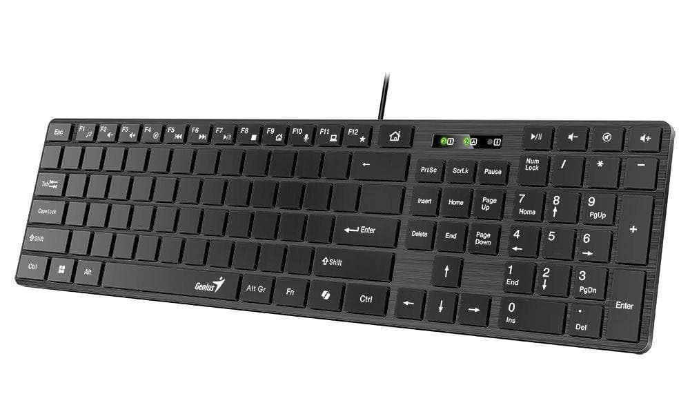 GENIUS Klávesnica Slimstar K500 Education, Bez písmen, Drôtová USB, čierna
