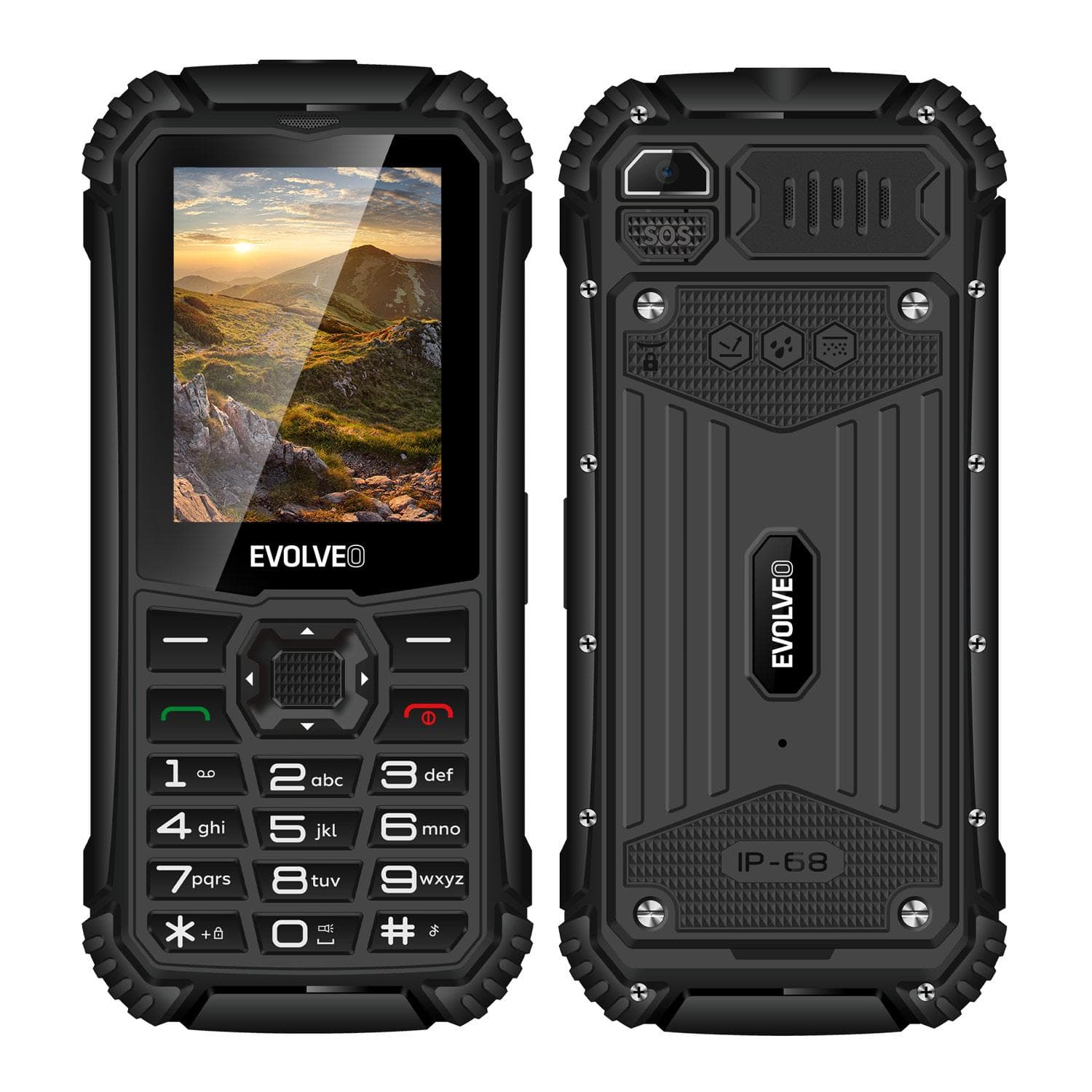 EVOLVEO StrongPhone Q1, IP68 odolný Dual SIM telefón, 2,4" LCD, 1800mAh, čierny