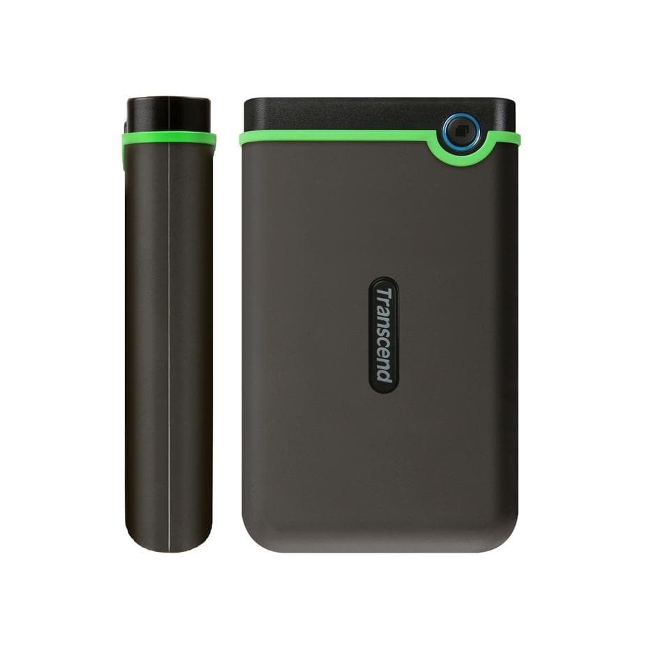TRANSCEND 4TB StoreJet 25M3S SLIM, 2.5”, USB 3.0 (3.1 Gen 1) Externý Anti-Shock disk, tenký profil, šedo/zelený