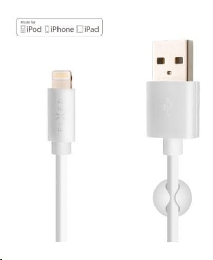FIXED dátový a nabíjací kábel, USB-A -> Lightning (MFI), 20 W, dĺžka 2 m, biela