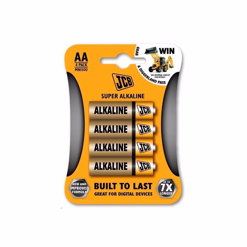 JCB SUPER alkalická batéria LR06, blister 4 ks