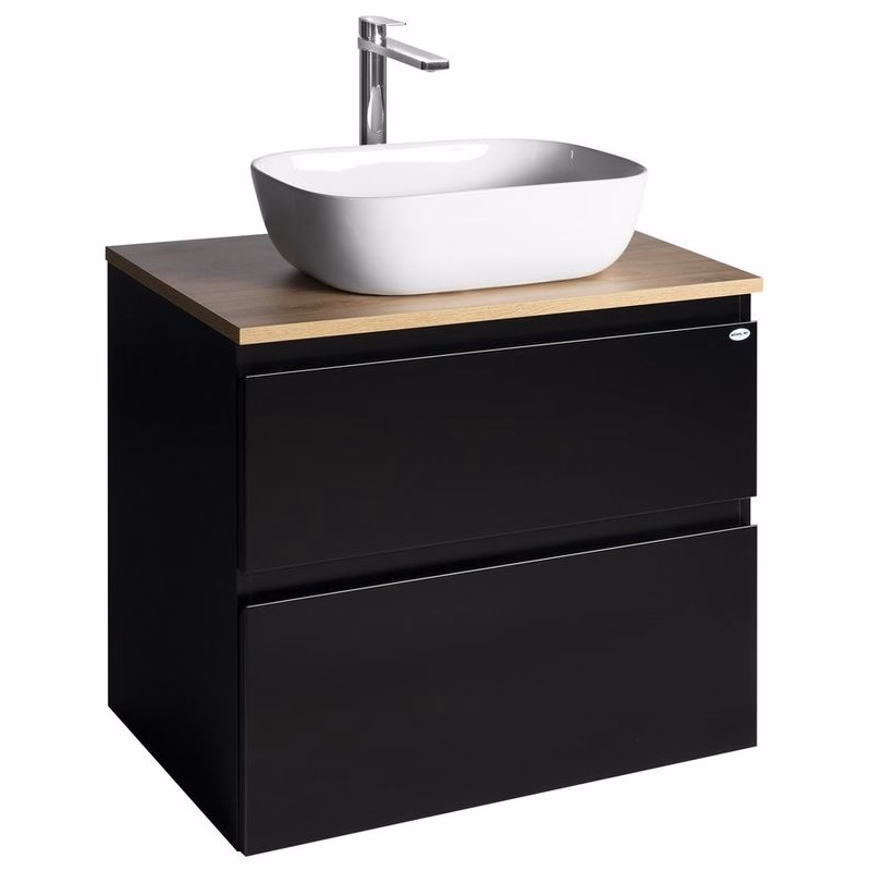 AQUALINE - ALTAIR skrinka s doskou 68 cm, čierna mat/dub emporio AI670-01
