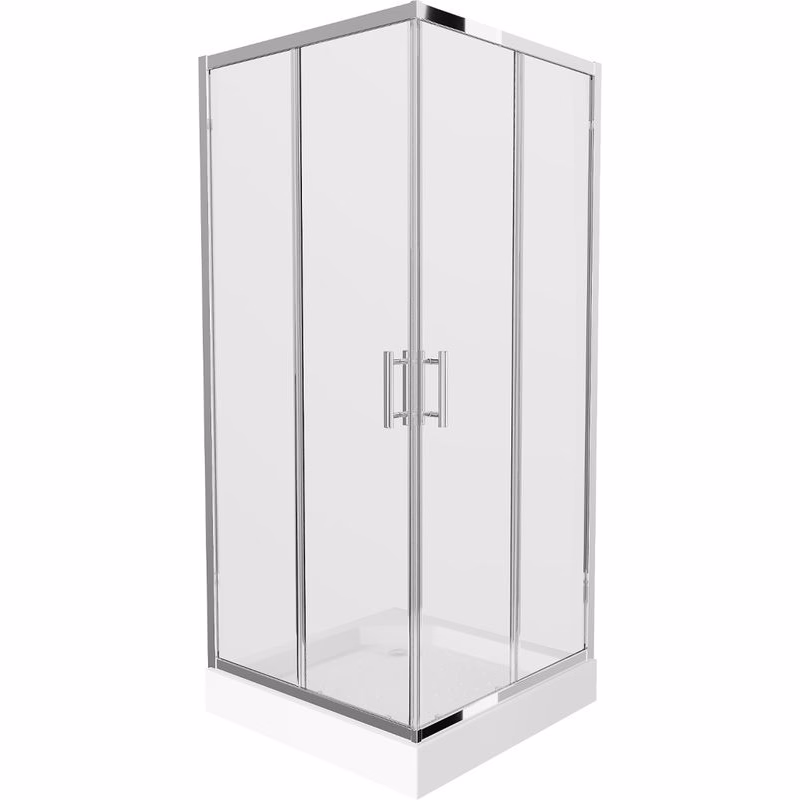 MEXEN/S - Rio štvorcový sprchovací kút 90 x 90, transparent, chróm + vanička Rio 860-090-090-01-00-4510