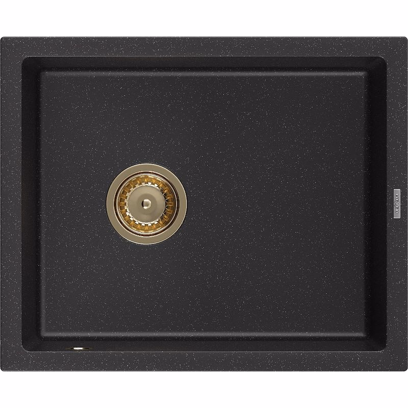 MEXEN/S MEXEN/S - Pedro granitový drez 1-miska 560 x 460 mm, čierna/strieborná metalík, sifón čierna 6508561000-73-G
